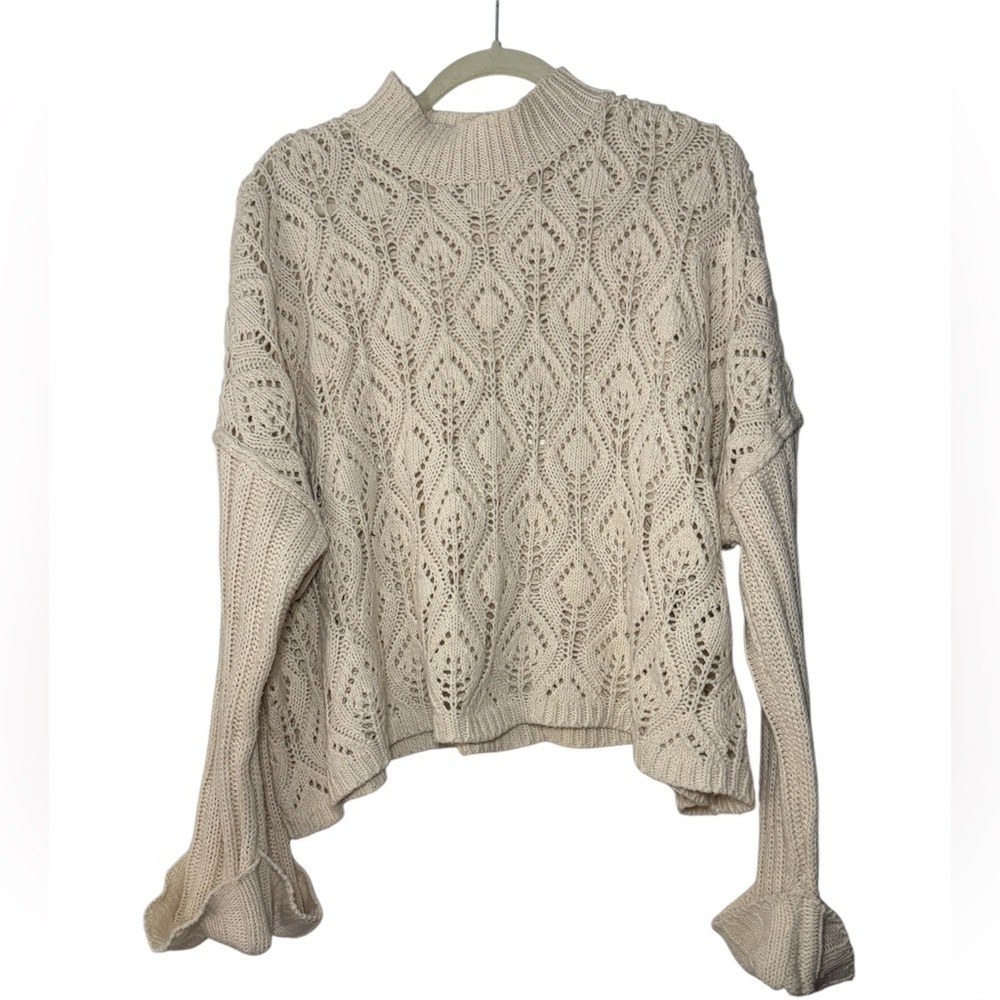 POL Cream Knit Mock Neck Sweater